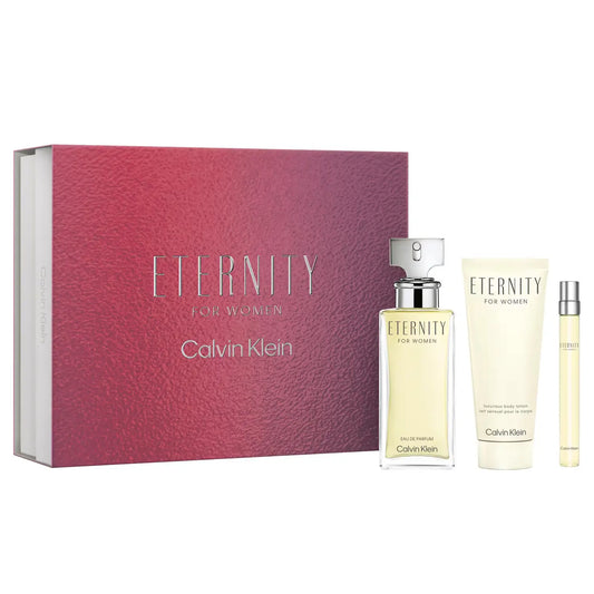 Eternity 3 pc Gift Set by Calvin Klein 3.4 oz EDP Spray for Women