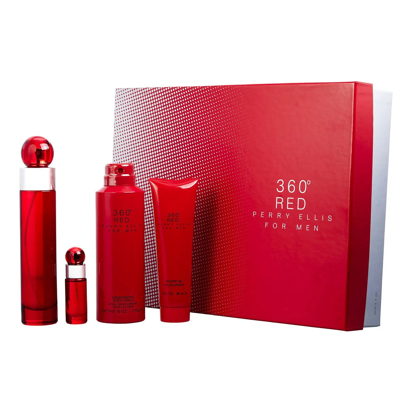 360 Red 4 pc Gift Set by Perry Ellis 3.4 oz EDT Spray for Men